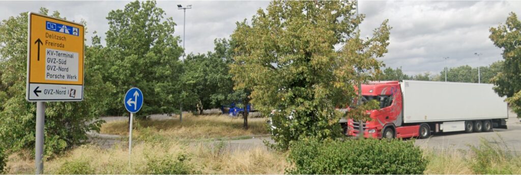 Lkw-Parkplatz Leipzig als Vorstaufläche für Anlieferverkehr